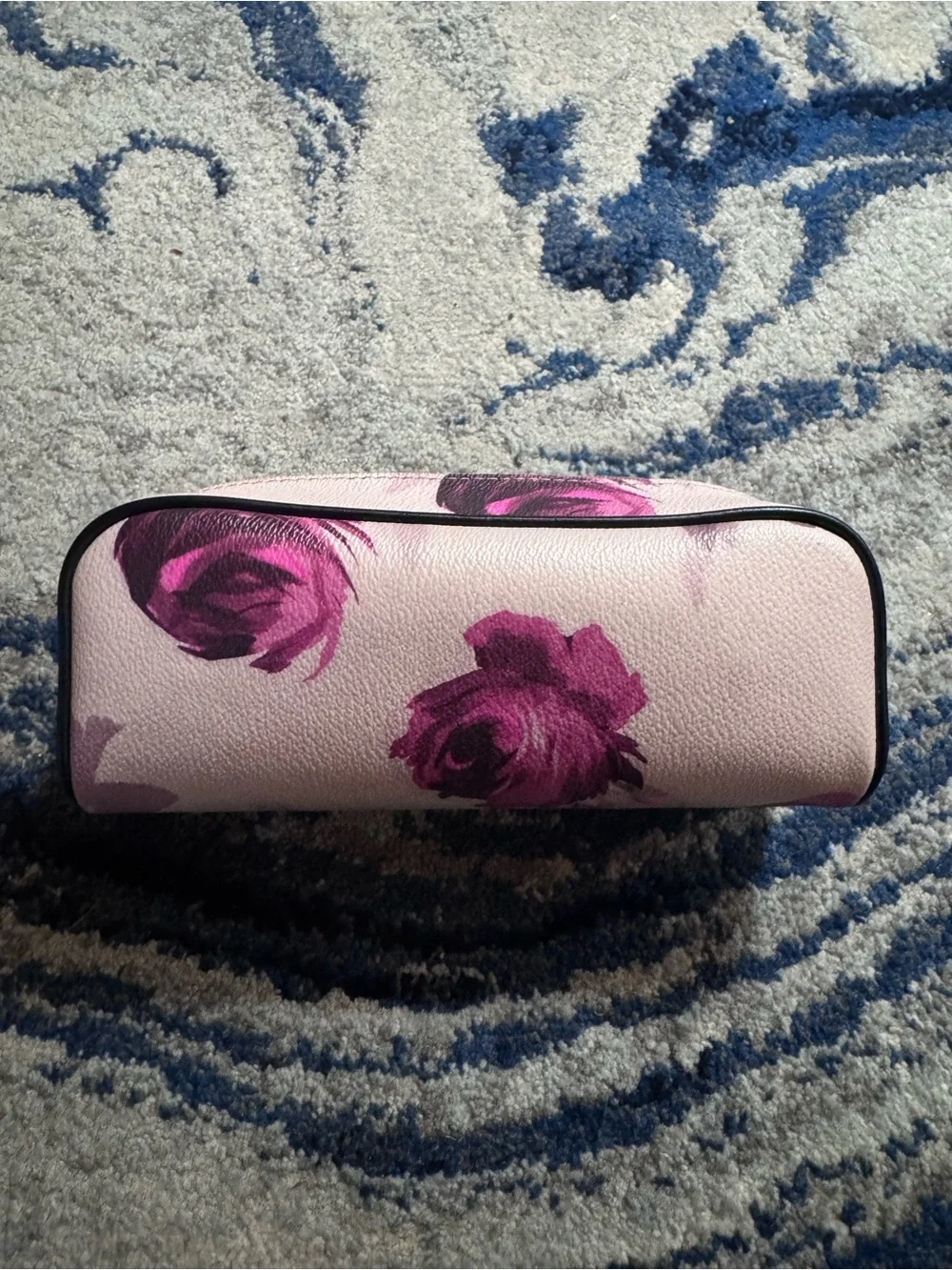 Kate Spade Pink Cosmetic Case with Magenta Rose Print